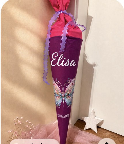 Schultüte stoff lila pink - schultüte,