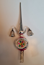 Christbaumspitze, Weihnachtsbaumspitze, alt, Glas mit Einstichkugel + Glöckchen
