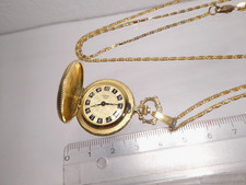 70er J. Anhängeruhr Taschenuhr Pallas Stowa Metall vergoldet mechanisch + Kette