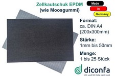 Zellkautschuk EPDM Dichtungsmatte Selbstklebend Moosgummi - 200x300mm ca. DIN A4