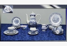 Kaffeeservice 6P. J. G. Meakin "Avondale" teller tasse kanne dose blau