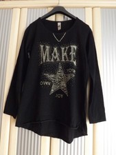 TREDY;SWEATSHIRT;SCHWARZ;BAUMWOLLE;STERN;PAILLIETTE;GLITZER;GR 1;GR 38/40;TOLL!!