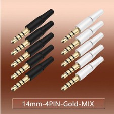 Klinkenstecker 3,5mm. 3/4-polig  L-14mm. Gold.  Löt-Montage