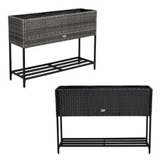 Polyrattan Hochbeet Blumenbeet 100x30x70 cm Pflanzbeet Kräuterbeet Gemüsebeet