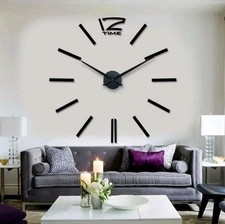 3D Wanduhr 120cm Modern Deko Design Wall Sticker DIY Big Watch Clock 