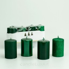 Stumpenkerzen 4er pack grün - stumpenkerzen,