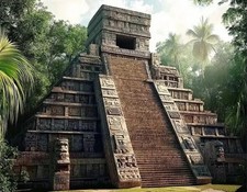 Maya Tempel Mexiko Polyester,Wandhintergrund,2,30 x 1,80 m,