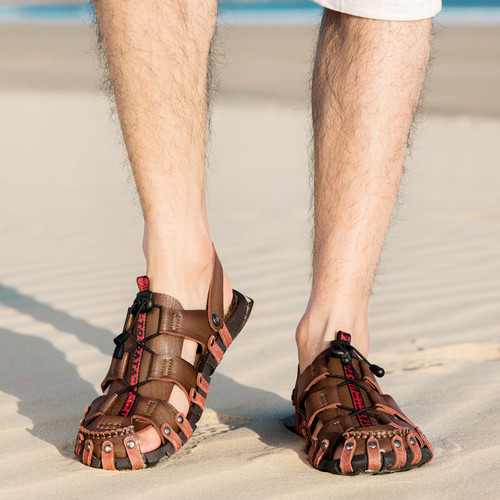 Herren leder sandaletten - herren,