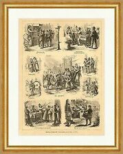 Hamburger Straßenmusik Blechmusik Leierkasten Orchestrion Arie Holzstich W 450