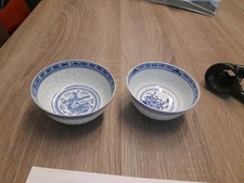 Chinesische Reisschale Schale China Asien Blau Weiß Porzellan Vintage