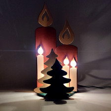 Vintage Stil Weihnachtsbeleuchtung Fenster Deko Kerzen Tannenbäume Holz lackiert