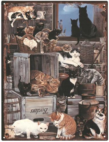 Deko blechschild katzen - deko,