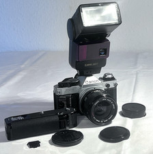 Canon AE-1 PROGRAM mit Canon FD 35mm, 1:2 SSC, WINDER A, Speedlight 299 T