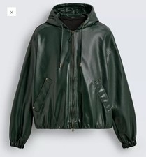 Grüne Kunstlederjacke Mit Kapuze XL
