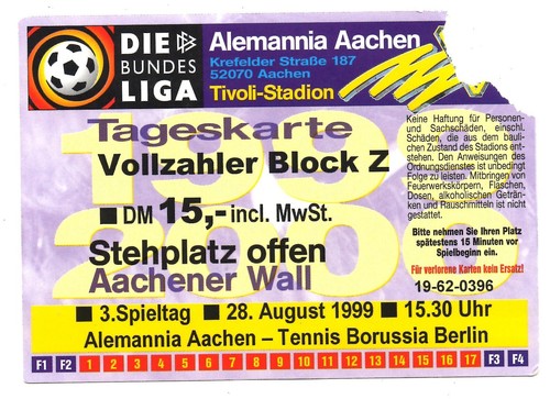 Ticket alemannia aachen - 2., bl