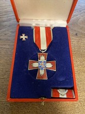 Orden  Feuerwehr Ehrenkreuz Mit Etui + Nadel und Miniatur in Silber FW49