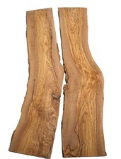 2x Olivenholz Brett Olivenbaum Epoxid Holz 90x16-21cm x 25-26mm #T2