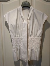 Christian Dior Galliano geraffte ärmellose Baumwollbluse zum Binden weiß Größ...