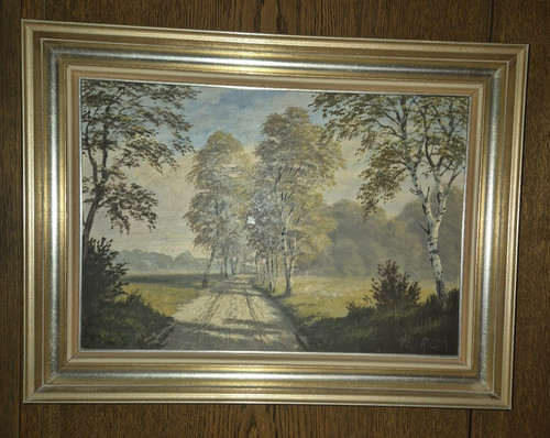 ölbild mit goldenem rahmen - mit,