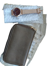 Armbanduhr mit Geldbörse Damen neu goldfarben Krokooptik