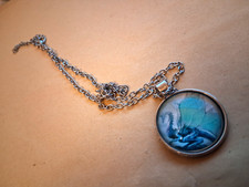 Anhänger Cabouchon Drache türkis blau 3 D GEWÖLBT - Fantasy