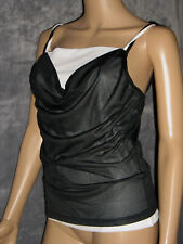 RAFFINIERTER Wasserfall-Ausschnitt 2-Lagen-Top/-Shirt*Schwarz-Weiß*Gr.M*NEU(1191