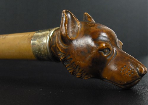 Reitgerte mit hundekopf pommel - mit,