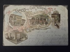 Litho AK Gruass aus Cafe Nehring Schönebeck a. Elbe 1898 gelaufen (B556)