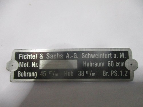 Typenschild fichtel sachs - fichtel,