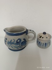 2  dekorative Teile Steingut Topf 6 cm mit Deckel + Krug 9 cm hoch  
