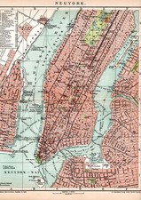 Manhattan +Historischer Plan von 1895+ New York, Brooklyn, Hoboken, Central Park