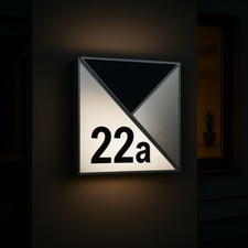 MeLiTec Solar-Hausnummer SH07, Edelstahl, Dämmerungssensor, Hausnummernleuchte