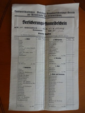 Versicherungs-Anmeldeschein um 1910, Crimmitschau zur Weintraube, altes Original