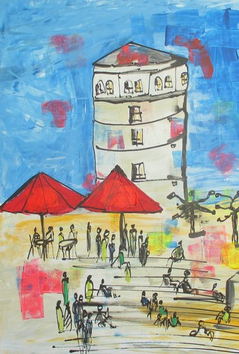 Schloßturm düsseldorf acryl - schloßturm,