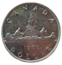 KANADA: 1 Dollar 1960, Pelzhändler und Indianer, prägefrisch.