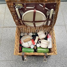 Original Vintage Retro Optima Picnic Korb Set Basket Besteck 2 Personen Komplett