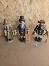 3 x seltene Vintage Deutsche Räuchermännchen Fischer / Kehrer / Schäferhund 