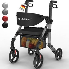 ELONEO 2in1 Rollstuhl Rollator faltbar. leicht mit Sitz, Outdoor Rollator