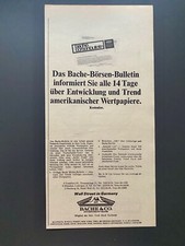 Bache Börsen Bulletin Investment Bank Wallstreet 1966 Vintage Ad Werbung Reklame
