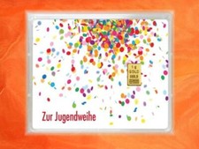 Jugendweihe Konfetti Geschenk Zertifikat 1 g Gramm Gold Goldbarren Flipmotiv 