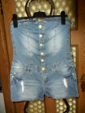 Bandeau Jeans-Overall Gr. 42 kurz mit Rissen Neu