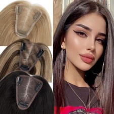Handgemacht Damen Echthaar Toupet Toupee Topper Clip In Remy Human Hair Haarteil