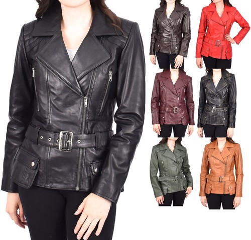 Damen lederjacke mit gürtel - mit,