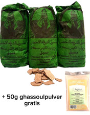3 x 500 g Ghassoul Tonerde Wascherde Lavaerde  + 50 g Ghassoulpulver gratis