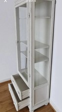 Alte Vitrine Schrank Glasvitrine Vintage Retro weiß schmal Shabby chic French 