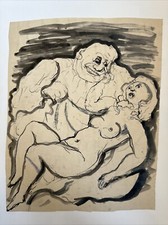 A. Degner (1888-1972) „Begierde“ um 1920, Federtusche/Wasserfarbe, NL-Stempel.