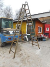 Holzleiter HACA Leiter 2 x 12 Sprossen Freistehleiter Stehleiter ca. 335 cm hoch