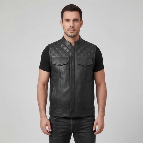 Schwarze herrenweste aus leder - herrenweste,