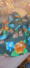 Pareo Seidentuch Sari 100% Seide 1m x 1m chiffon Blumen