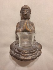 Buddha Figur m. Glas für Kerzenlicht, Feng Shui, Meditation, Thailand, Joga Yoga